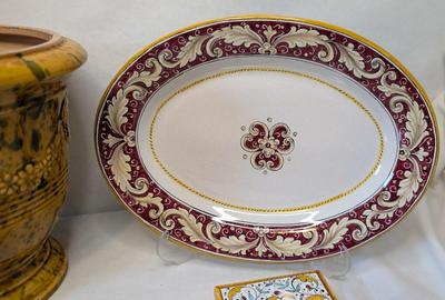 Deruta Italy Griffin Tray, Coasters, and Tray