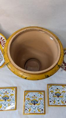 Deruta Italy Griffin Tray, Coasters, and Tray