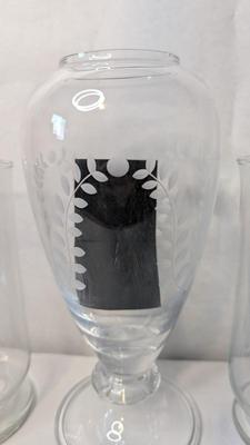 Large Apothecary Jar and Hand Blown Fluted Vases