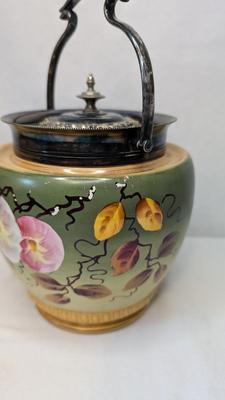 W. Wood & Co Hand Painted Staffordshire Biscuit Jar