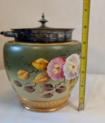 W. Wood & Co Hand Painted Staffordshire Biscuit Jar