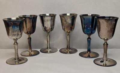 Harbour SP Co Cocktail Shaker w/ 6 El De Uberti Silver Goblets