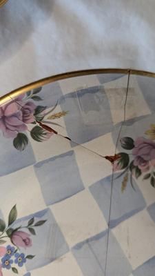 Vintage Mackenzie Childs Ruffled Pedestal Bowl and Plates