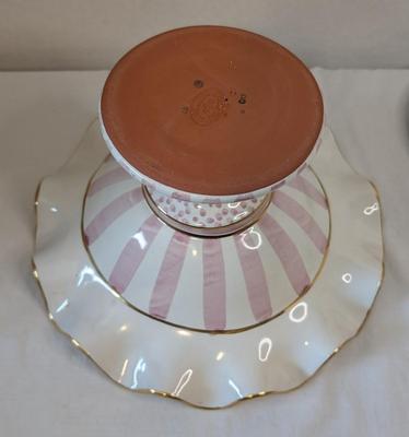 Vintage Mackenzie Childs Ruffled Pedestal Bowl and Plates