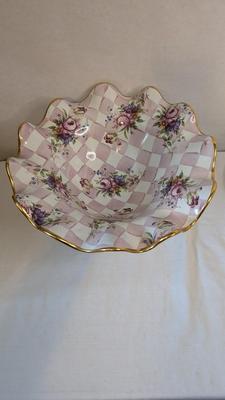 Vintage Mackenzie Childs Ruffled Pedestal Bowl and Plates