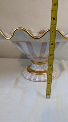 Vintage Mackenzie Childs Ruffled Pedestal Bowl and Plates