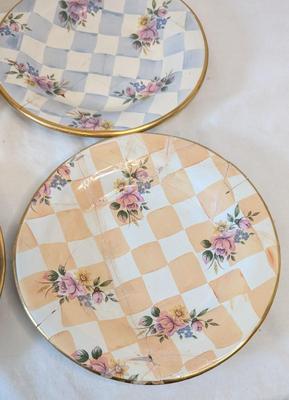 Vintage Mackenzie Childs Ruffled Pedestal Bowl and Plates