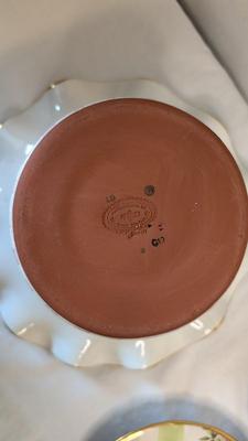 Vintage Mackenzie Childs Ruffled Pedestal Bowl and Plates
