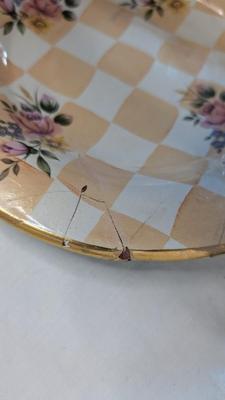Vintage Mackenzie Childs Ruffled Pedestal Bowl and Plates