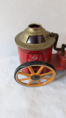 Vintage "Old Smoky" Spark Horse and Carriage Tin Toy