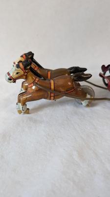 Vintage "Old Smoky" Spark Horse and Carriage Tin Toy