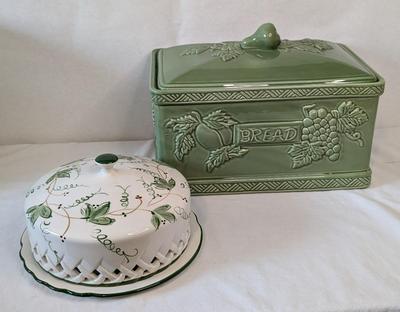 Jay Willfred Portugal Ceramic Bread Box and Cheese Plate