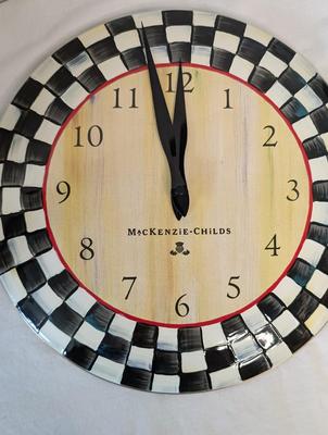 Mackenzie Childs Enamel Lidded Biscuit Jar and Clock