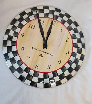 Mackenzie Childs Enamel Lidded Biscuit Jar and Clock