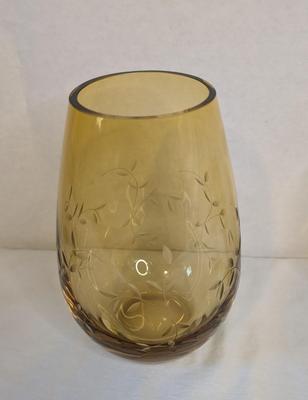 Marie-Pascale Foucault Phipps Glassware with Etched Amber Vase