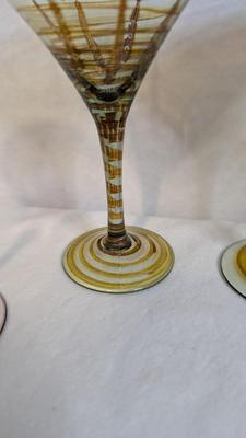 Marie-Pascale Foucault Phipps Glassware with Etched Amber Vase