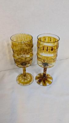 Marie-Pascale Foucault Phipps Glassware with Etched Amber Vase
