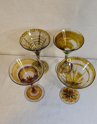 Marie-Pascale Foucault Phipps Glassware with Etched Amber Vase