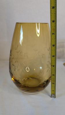 Marie-Pascale Foucault Phipps Glassware with Etched Amber Vase