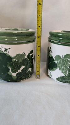 Green Leona Lavorato A Mano Canisters w/ Extra Storage