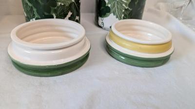 Green Leona Lavorato A Mano Canisters w/ Extra Storage