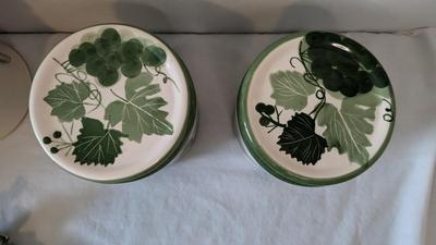Green Leona Lavorato A Mano Canisters w/ Extra Storage