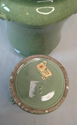 Green Leona Lavorato A Mano Canisters w/ Extra Storage