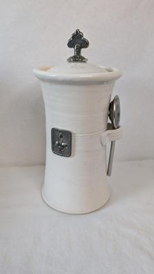 Green Leona Lavorato A Mano Canisters w/ Extra Storage
