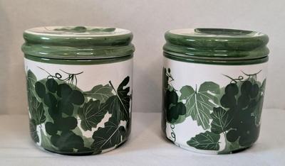 Green Leona Lavorato A Mano Canisters w/ Extra Storage