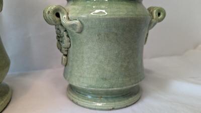 Green Leona Lavorato A Mano Canisters w/ Extra Storage