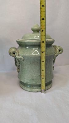 Green Leona Lavorato A Mano Canisters w/ Extra Storage