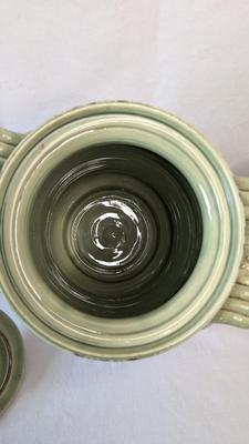 Green Leona Lavorato A Mano Canisters w/ Extra Storage