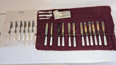 Pearl Handle Utensils and Silverware Sleeves
