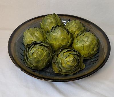 Oversized Santa Fe Pottery Bowl w/ Faux Artichokes