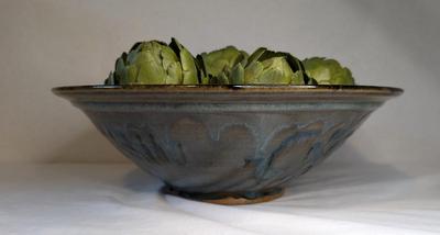 Oversized Santa Fe Pottery Bowl w/ Faux Artichokes