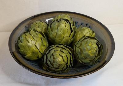 Oversized Santa Fe Pottery Bowl w/ Faux Artichokes