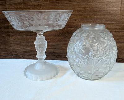 Duncan and Miller 3 Face Compote Dish and Verlys Vase