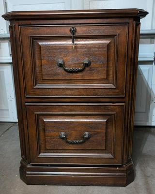 Locking Whalen Wood Filing Cabinet