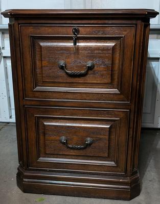 Locking Whalen Wood Filing Cabinet
