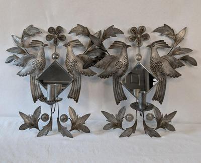 Ford Ruthling Style Birds Of Paradise Tin Sconces