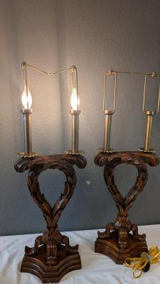 Theodore Alexander Carved Wood Lamps