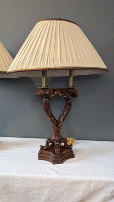 Theodore Alexander Carved Wood Lamps