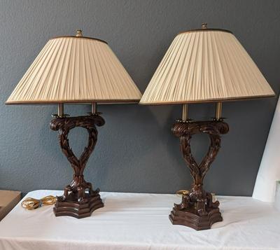 Theodore Alexander Carved Wood Lamps