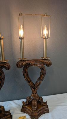 Theodore Alexander Carved Wood Lamps