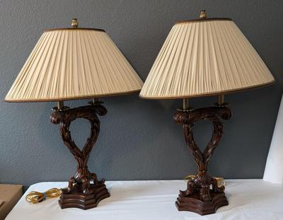 Theodore Alexander Carved Wood Lamps