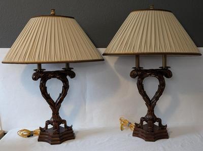 Theodore Alexander Carved Wood Lamps