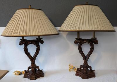 Theodore Alexander Carved Wood Lamps