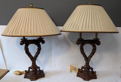 Theodore Alexander Carved Wood Lamps