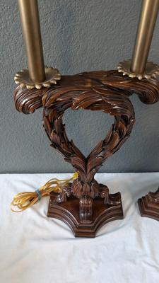 Theodore Alexander Carved Wood Lamps