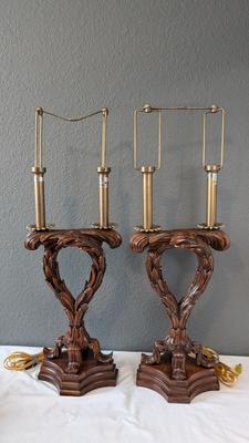 Theodore Alexander Carved Wood Lamps